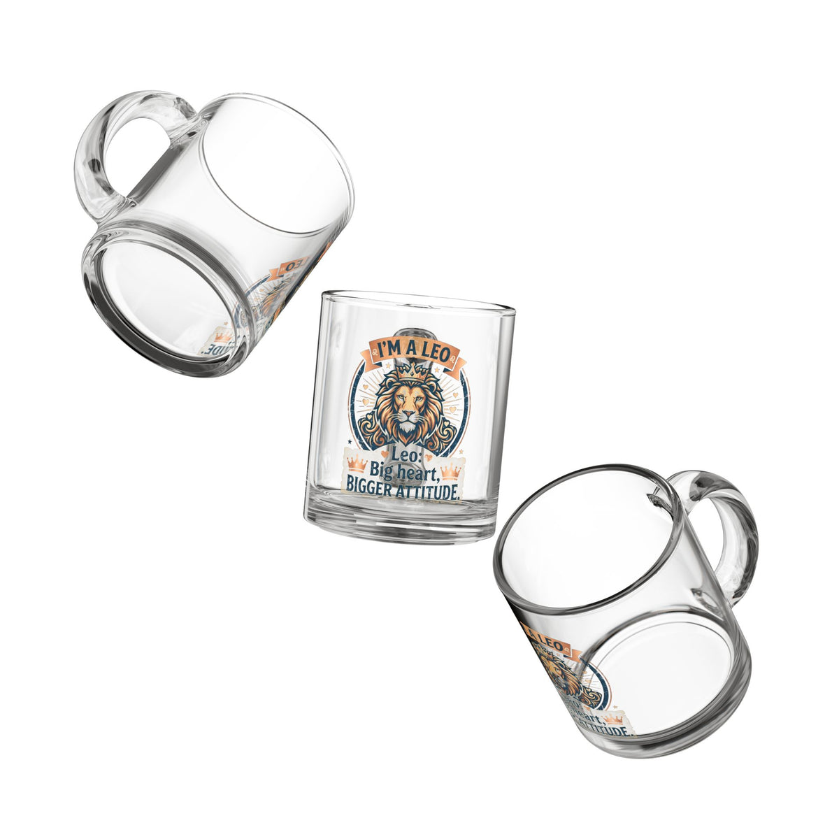 Leo Glass Mug — “I’m a Leo: Big Heart, Bigger Attitude” 10oz Astrology Coffee Cup
