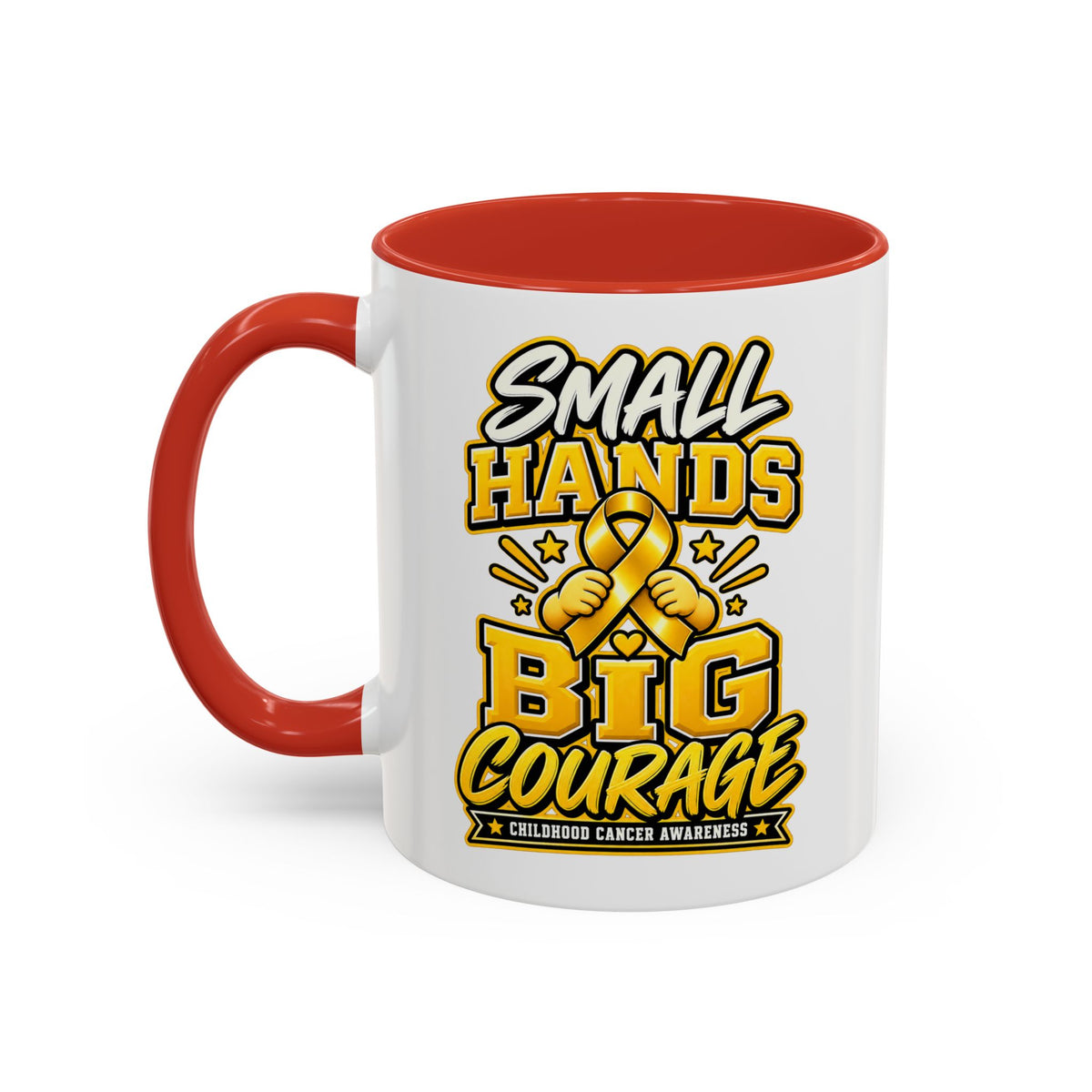 Coffee Mug - "Small Hands Big Courage" Childhood Cancer Awareness Accent Mug