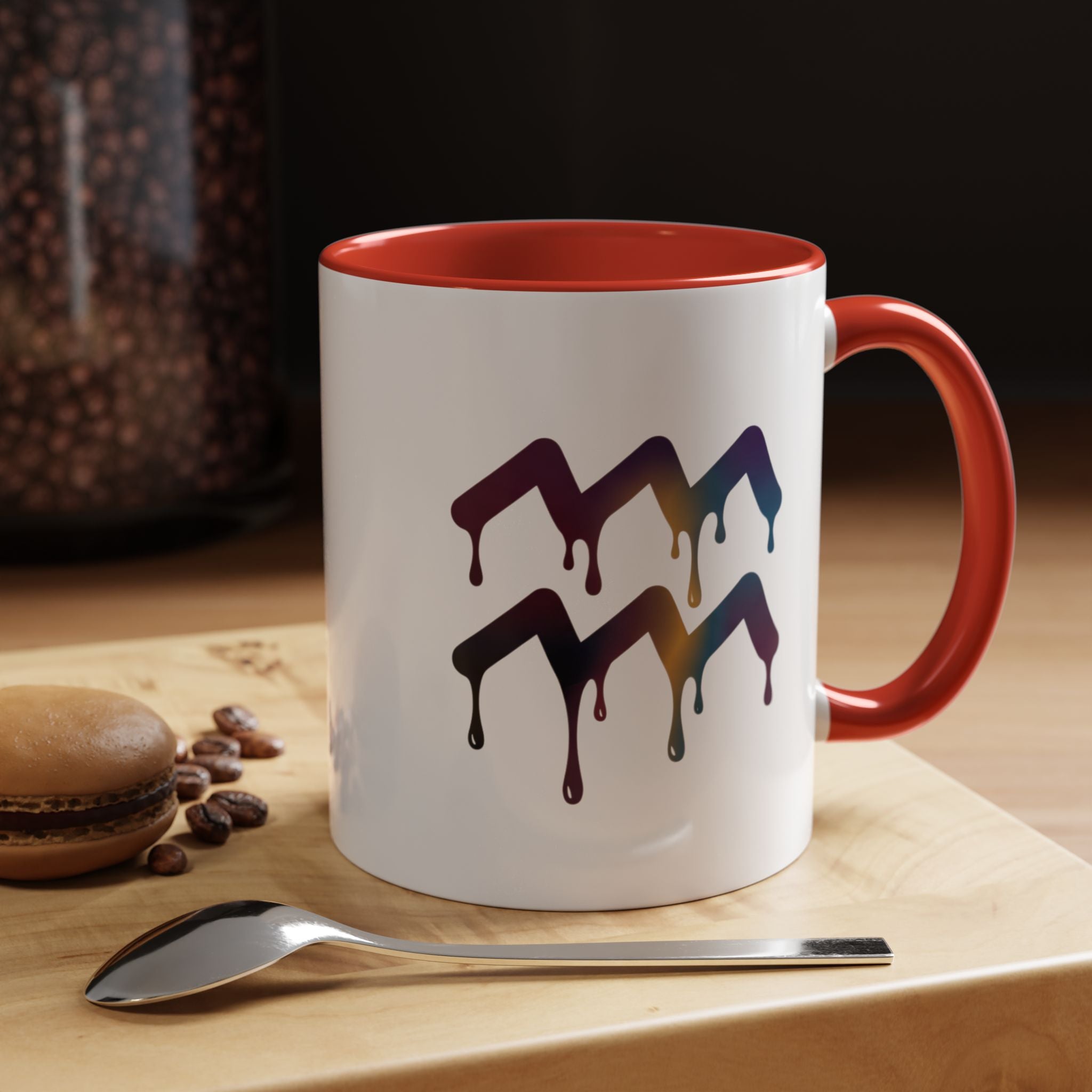 Dripping Rainbow Chevron Accent Coffee Mug — Colorful Gradient Art