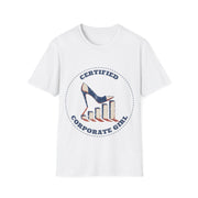 Certified Corporate Girl Retro Badge Tee - Funny Office Humor Graphic T-Shirt - Trending Now - September 2026