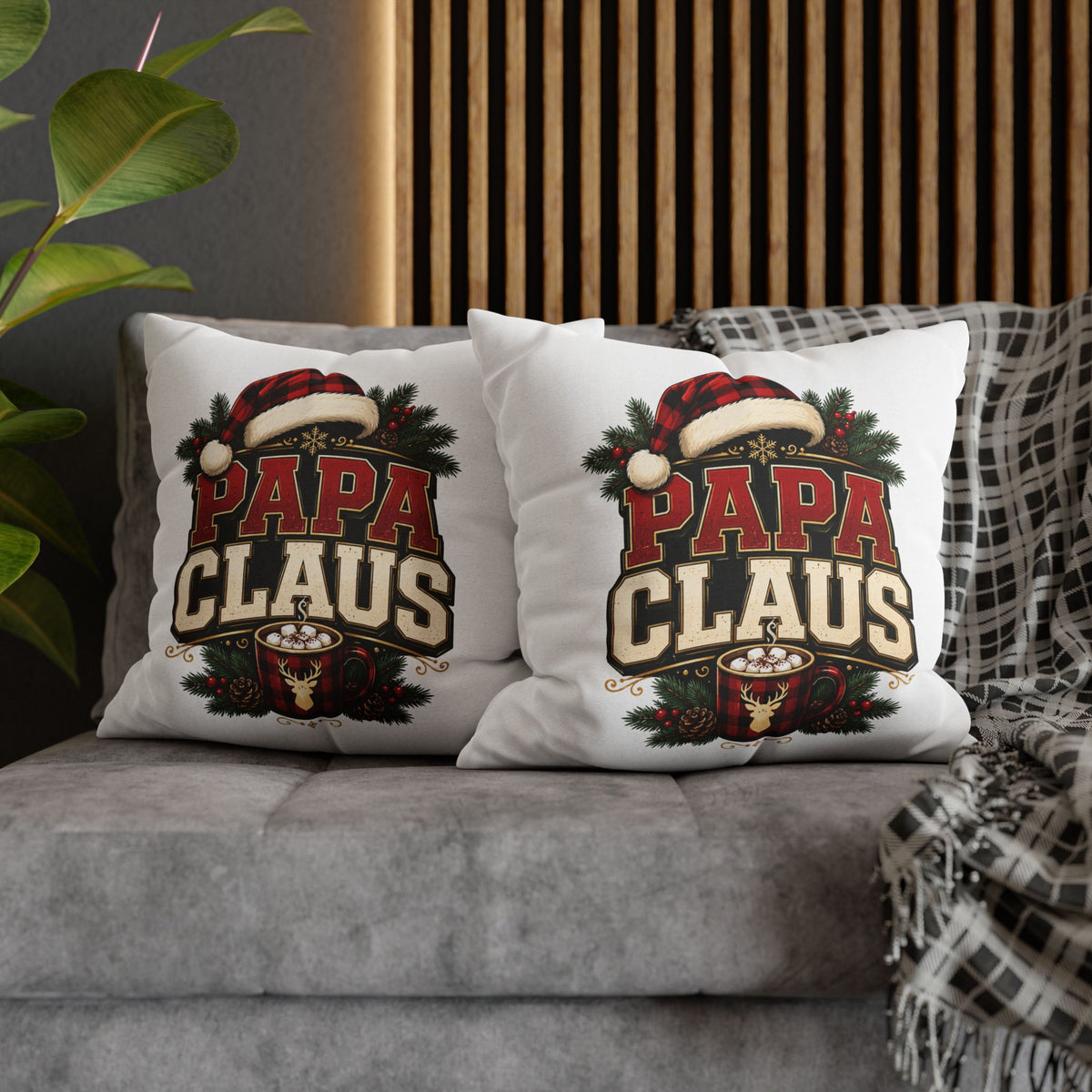 Christmas Papa Claus Holiday Pillowcase — Festive Christmas Cushion Cover for Dad