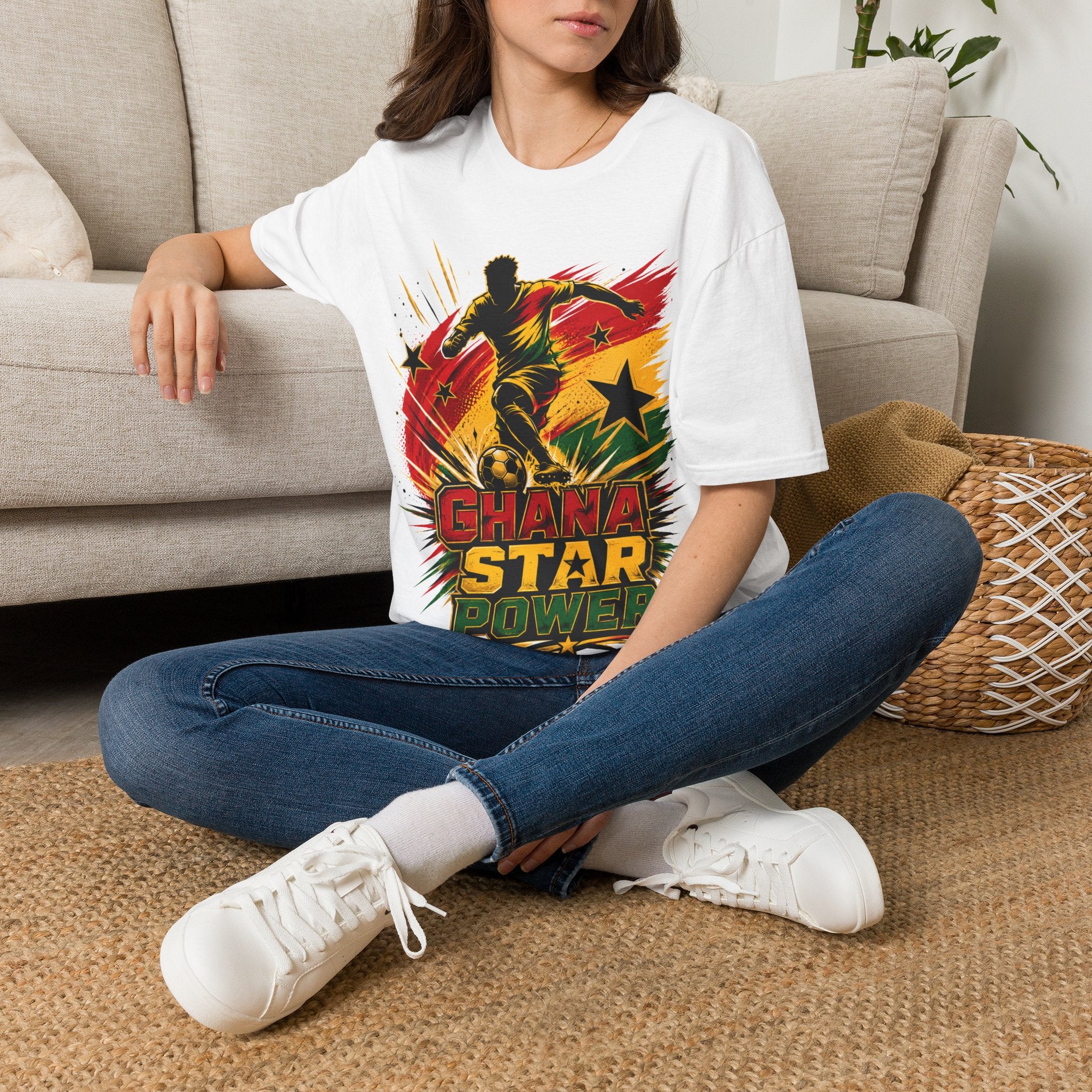 Ghana Star Power Soccer T-Shirt — Afro Football Fan Tee - Ghana T-Shirt