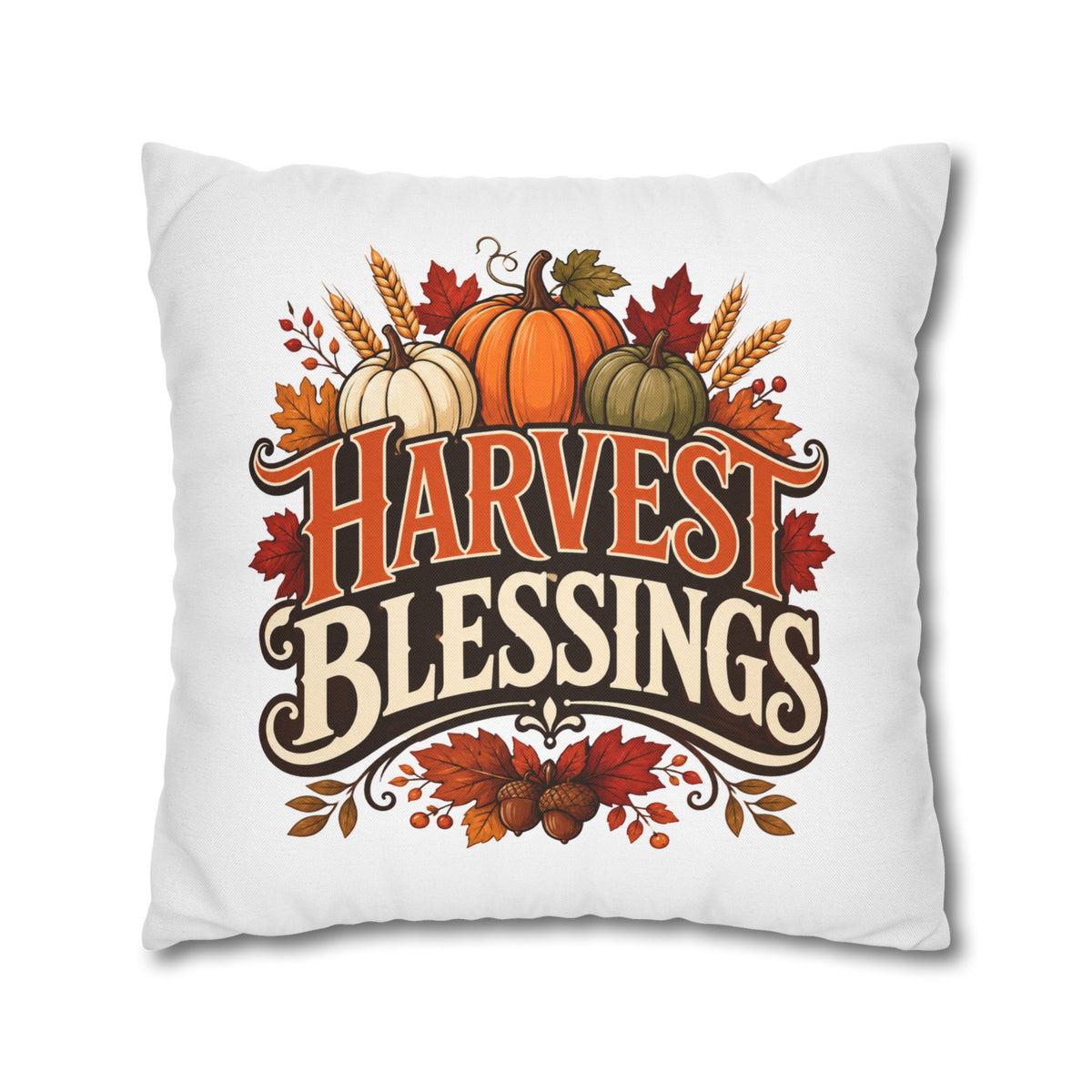 Thanksgiving Harvest Blessings Throw Pillowcase — Autumn Pumpkin Fall Decor