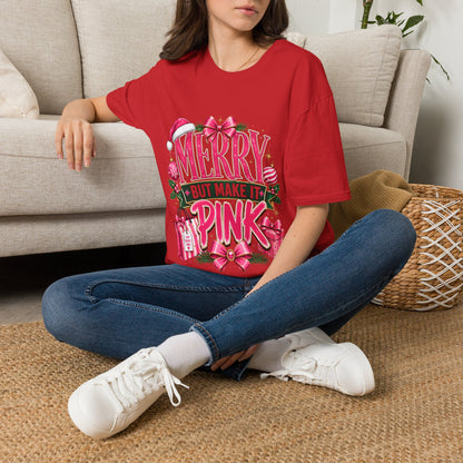 Christmas T-Shirt — "Merry But Make It Pink" Holiday Tee
