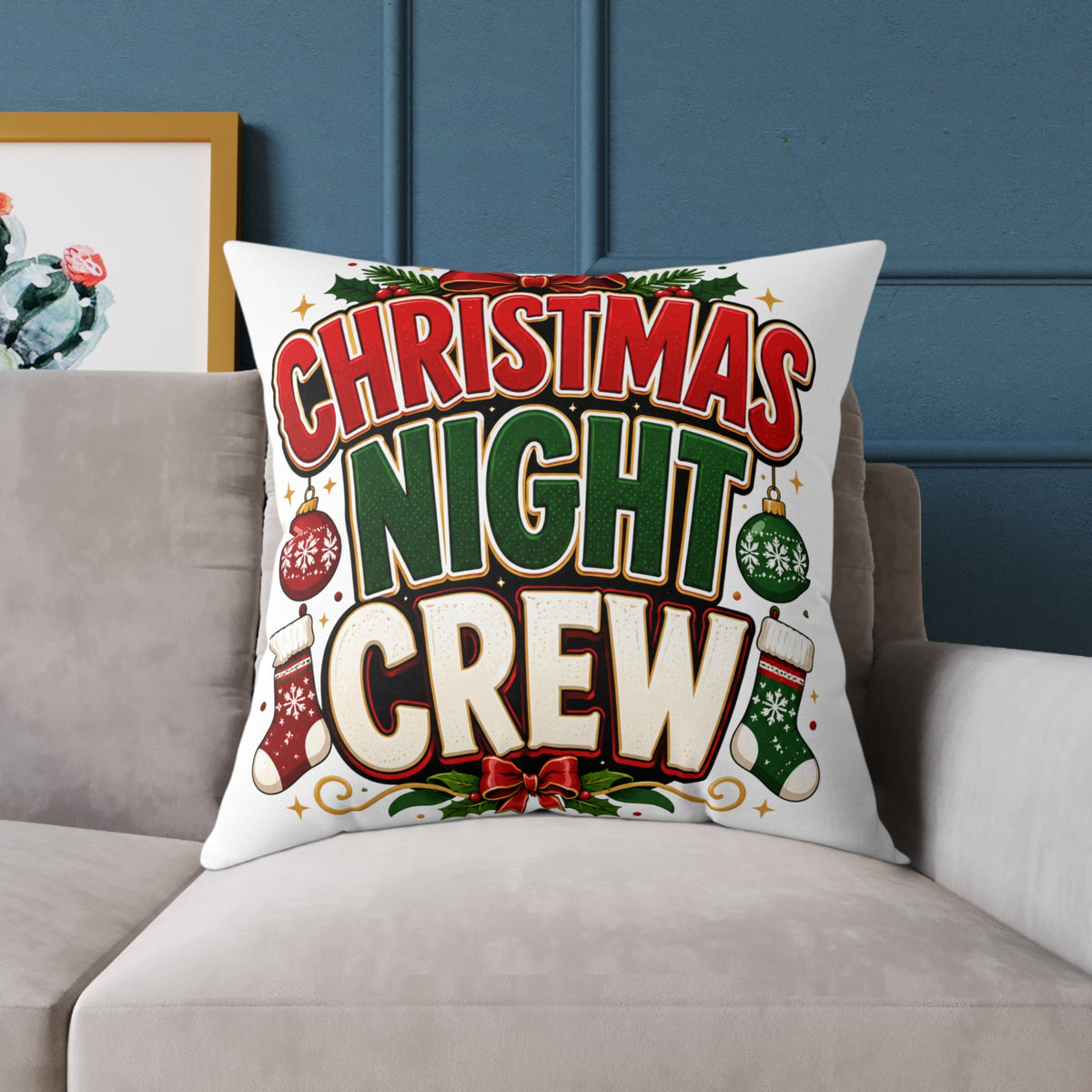 Christmas Night Crew Pillow — Festive Holiday Decorative Throw Pillow