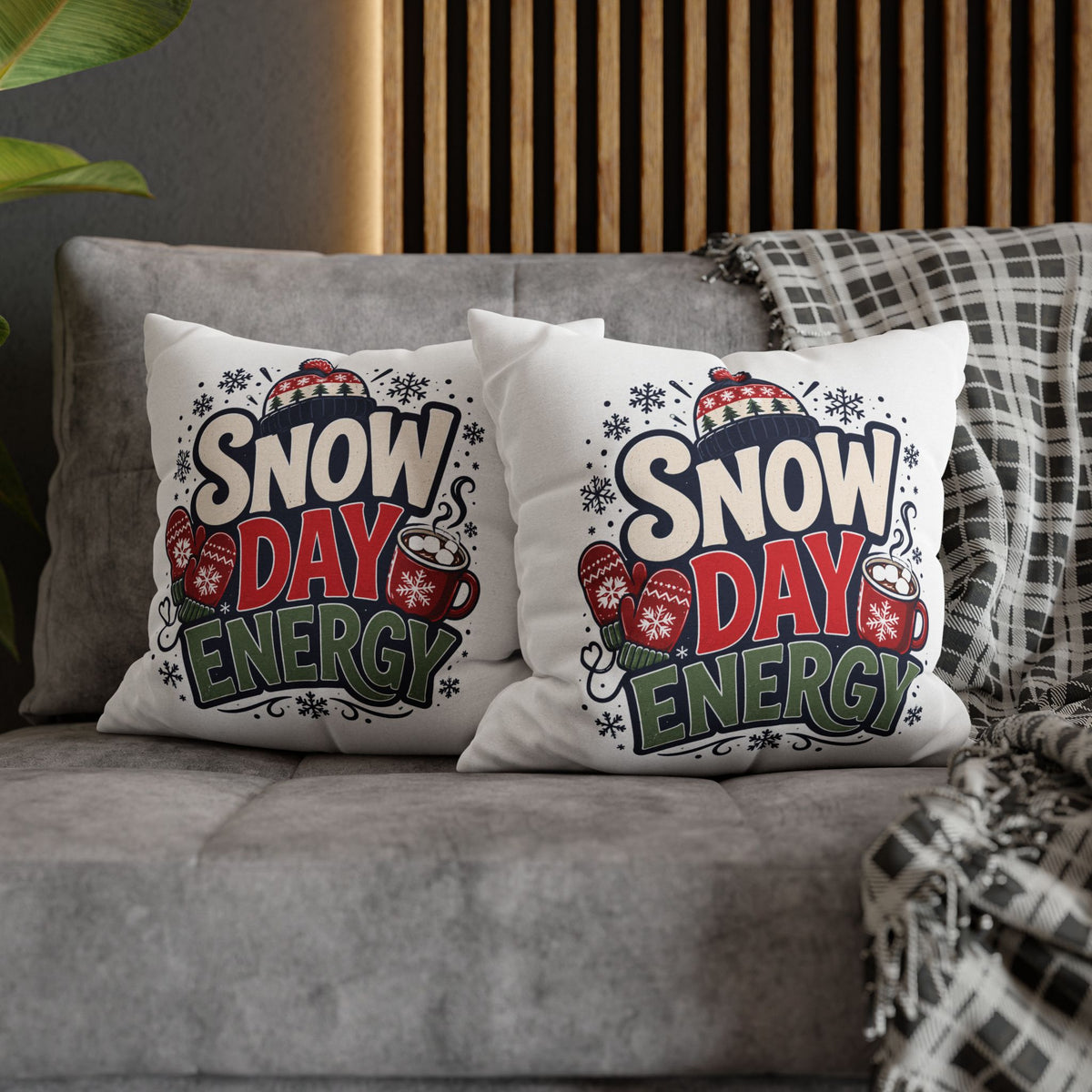 Christmas Snow Day Energy Pillowcase — Cozy Winter Decorative Throw Pillow Cover