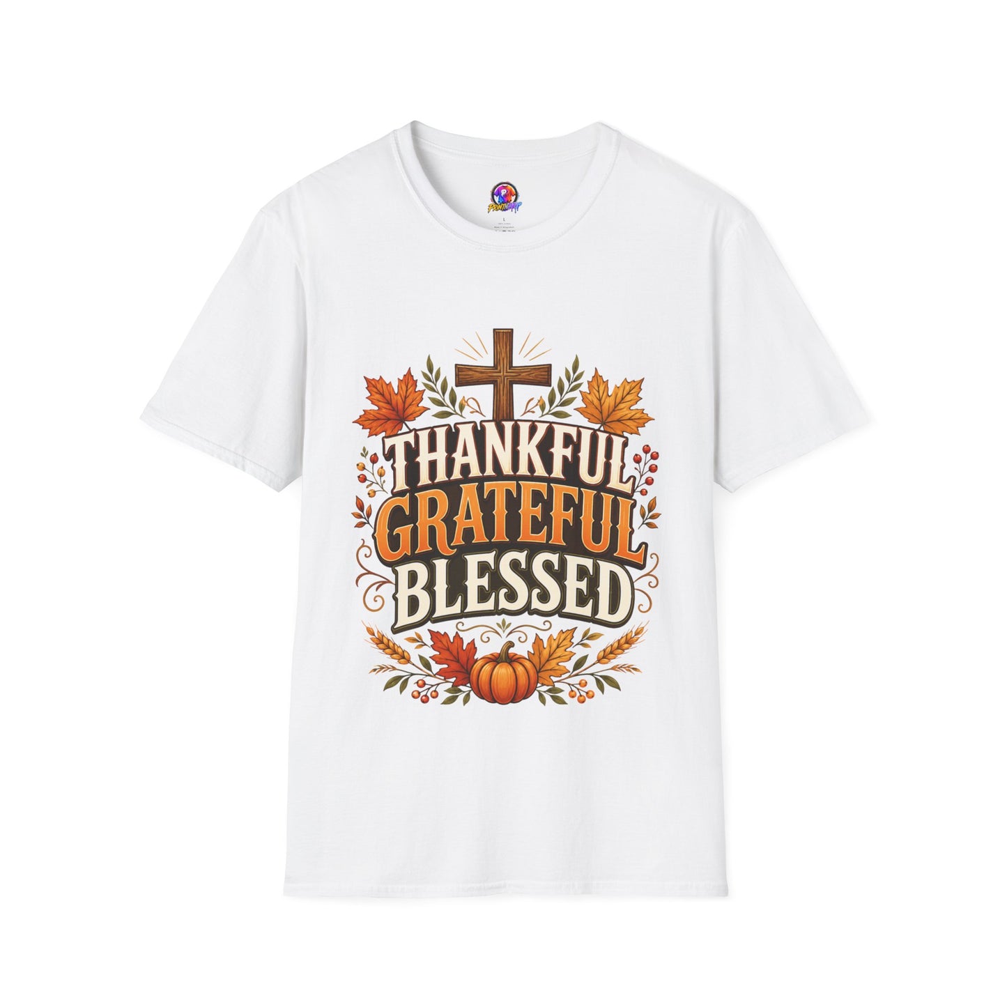 Thankful Grateful Blessed T-Shirt — Fall Thanksgiving Christian Tee