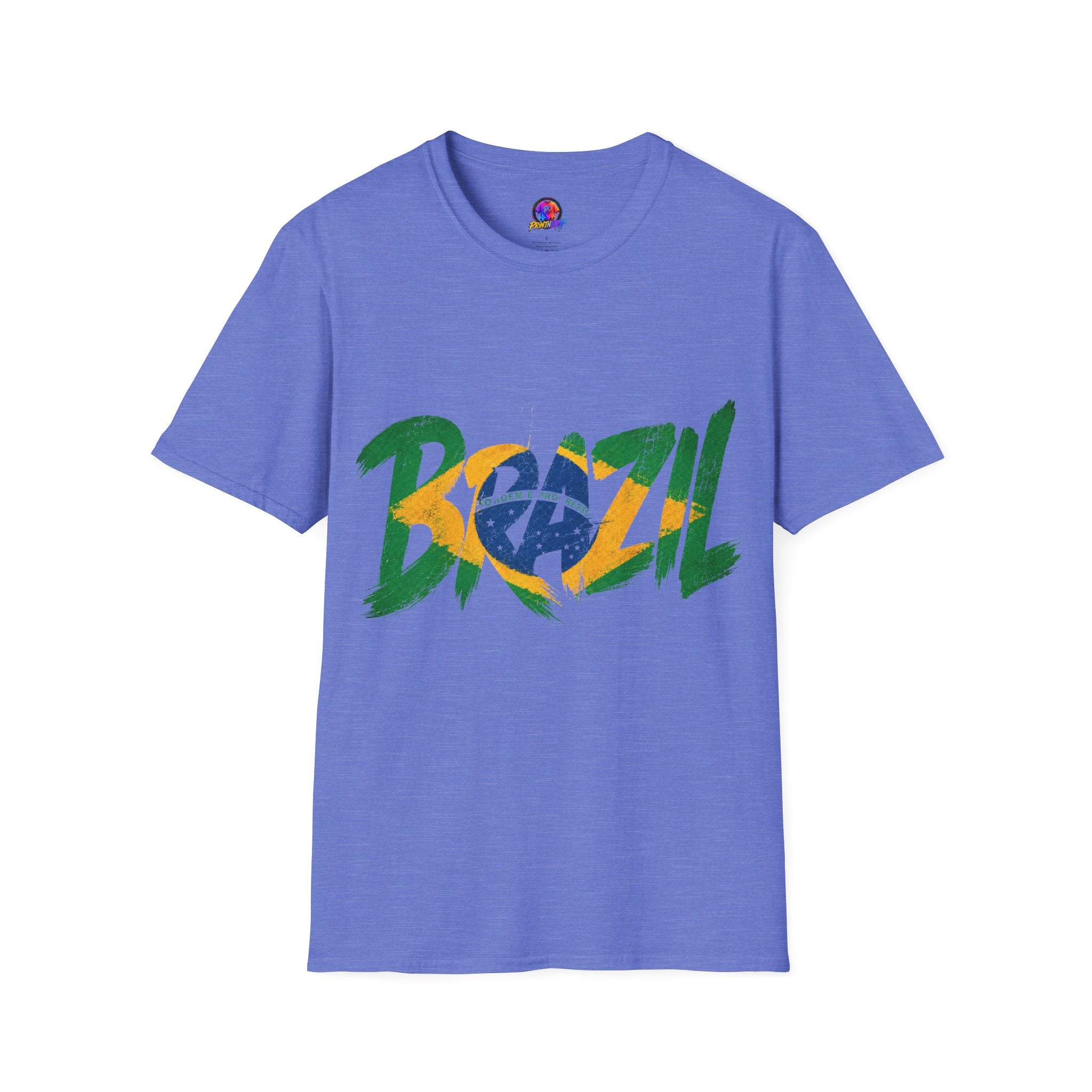 Brazil Flag Graphic T-Shirt — Bold Brazil Script with National Flag Motif