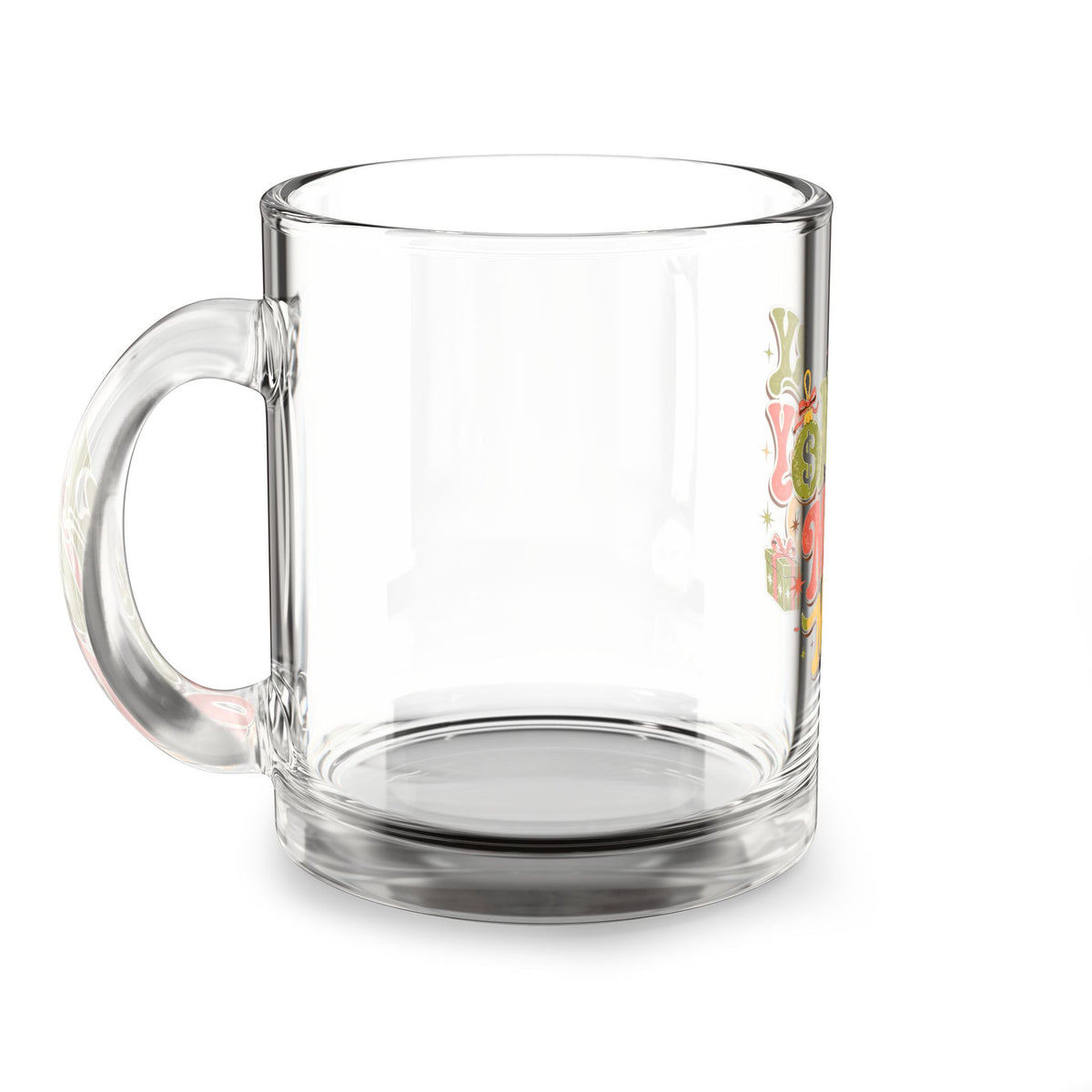 Modern Day Christmas Glass Mug  10oz Glass Mug — Merry Money Mood Holiday Coffee Cup