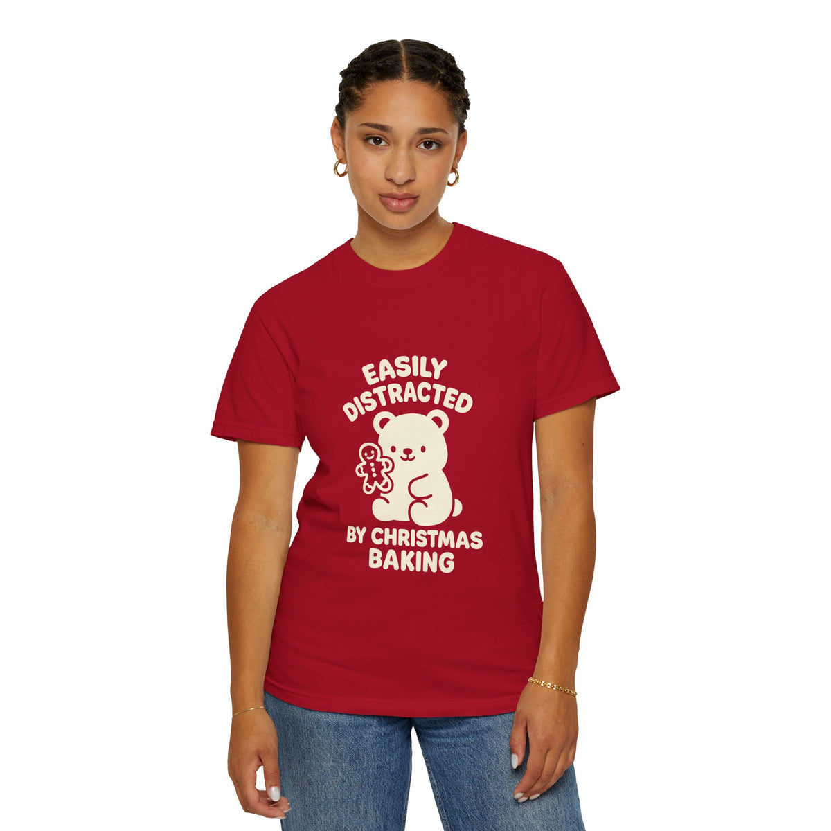 T-Shirt — "Easily Distracted by Christmas Baking" Cute Bear Holiday Tee- Trending Now - October 2026