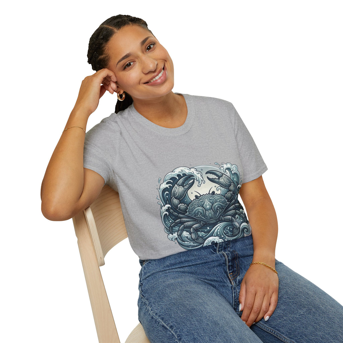 Crab and Waves Graphic T-Shirt — Coastal Oceanic Nautical Tee