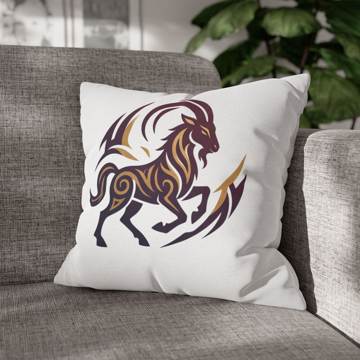 Capricorn Tribal Goat Decorative Pillowcase — Zodiac Accent Pillow