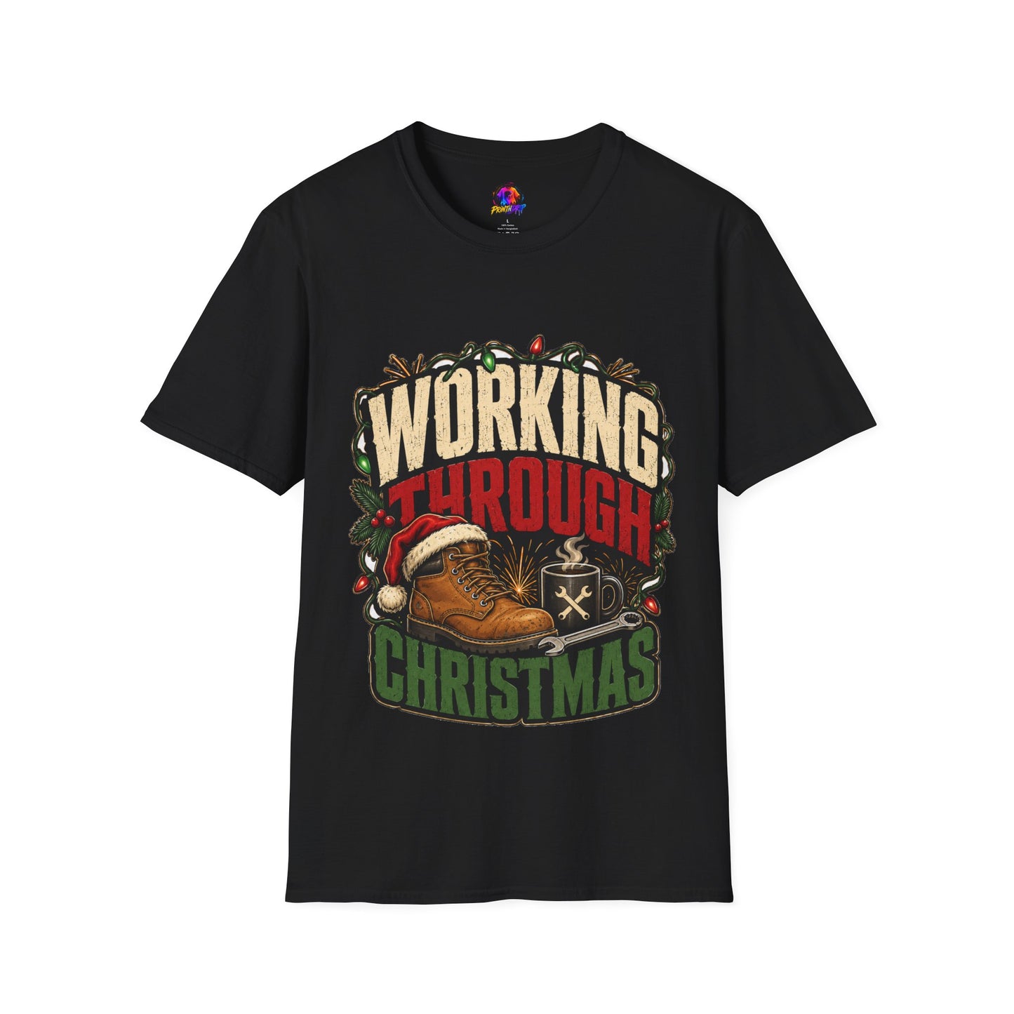 Working Through Christmas T-Shirt — Funny Holiday Nurse/Worker Gift