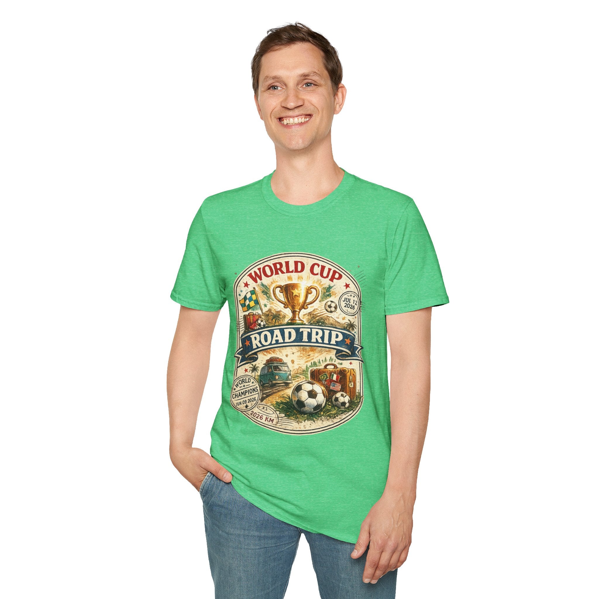 World Cup Road Trip T-Shirt — Vintage Soccer Trophy Design