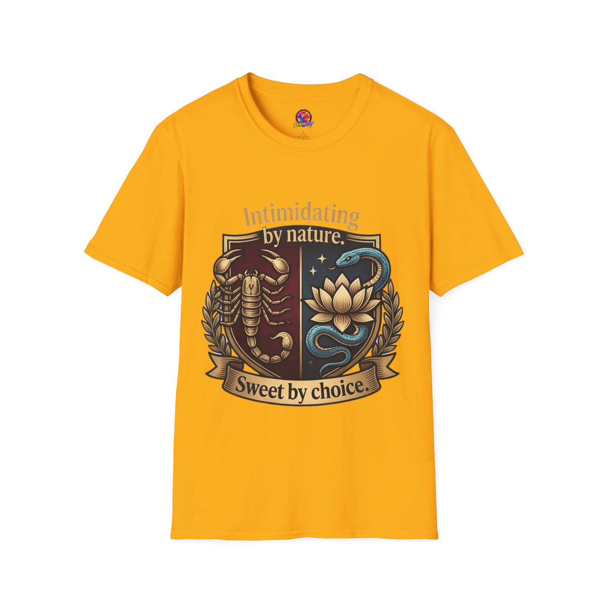 Intimidating by Nature T-Shirt — Scorpion & Snake Badge Design