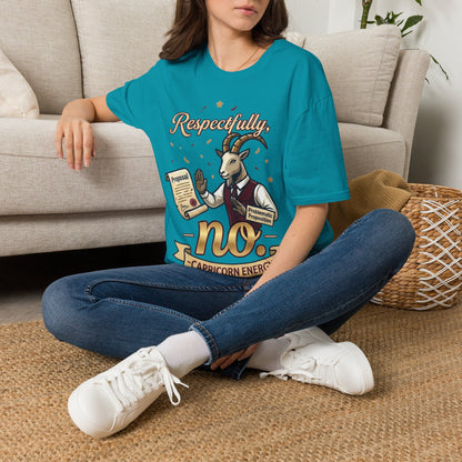 T-Shirt — "Respectfully, No" Capricorn Goat Proposal Funny Zodiac Tee
