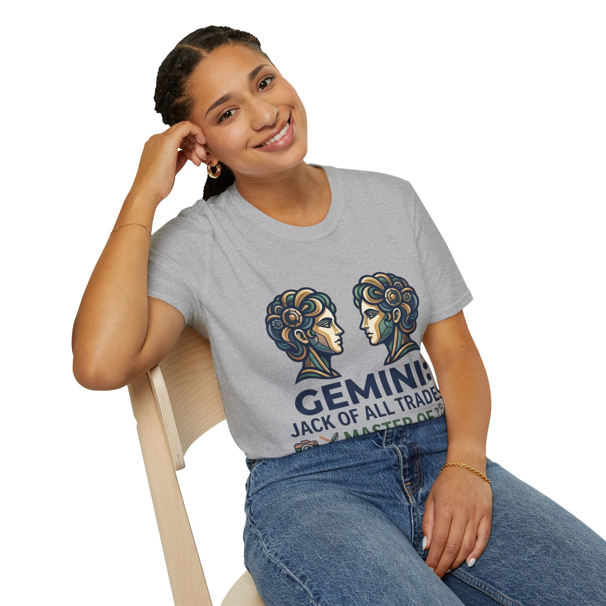 Gemini Zodiac T‑Shirt — Vintage Twins Astrology Tee ("Gemini: Jack of All Trades")