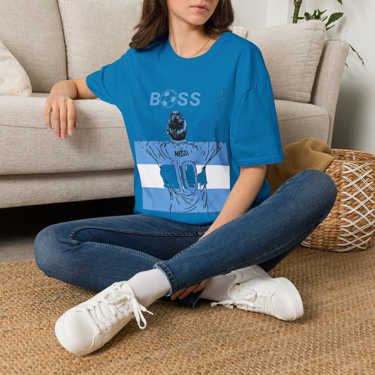 Soccer Boss T‑Shirt — 'BOSS' Striped Football Player Graphic Tee