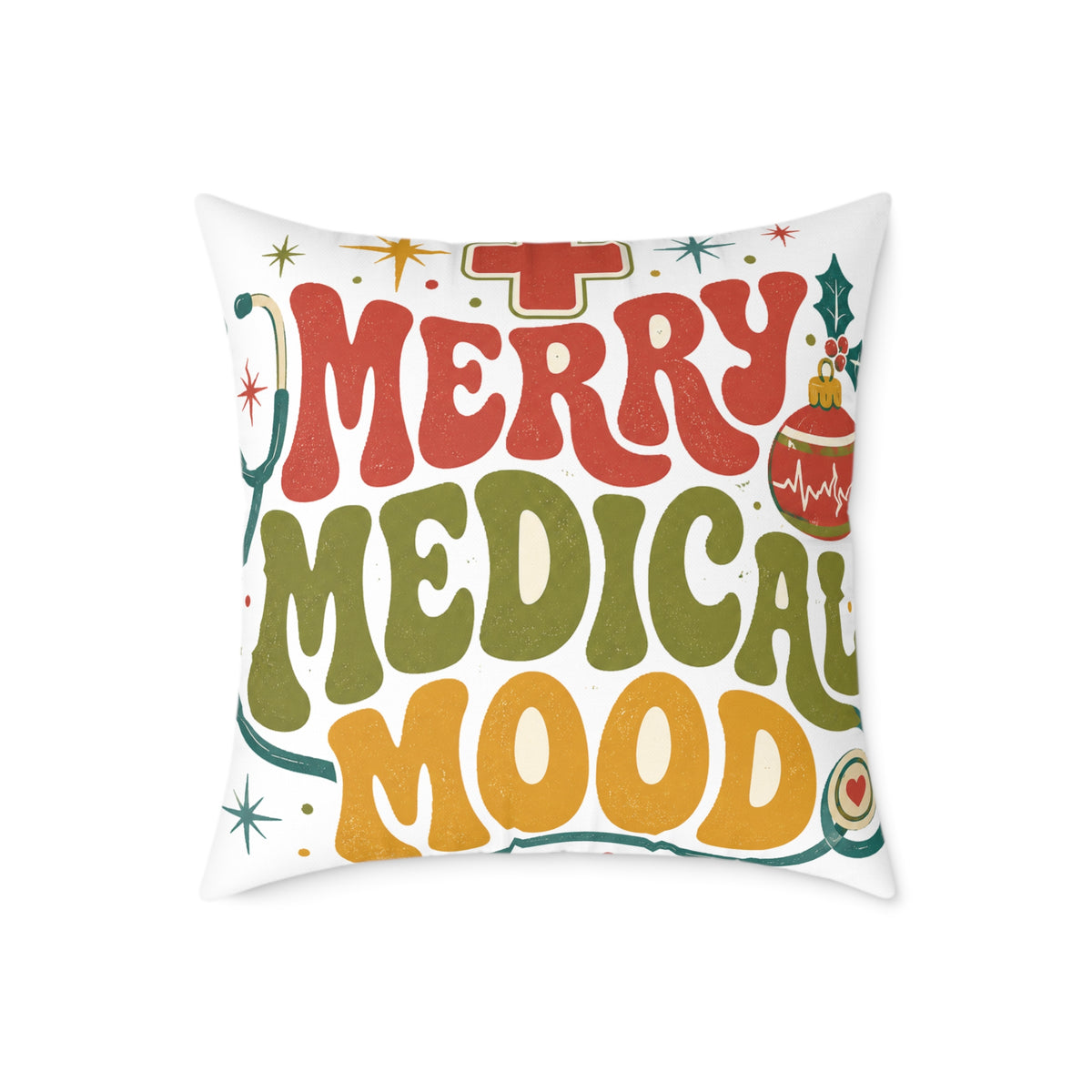 Merry Medical Mood Holiday Modern Day Christmas Throw Pillow