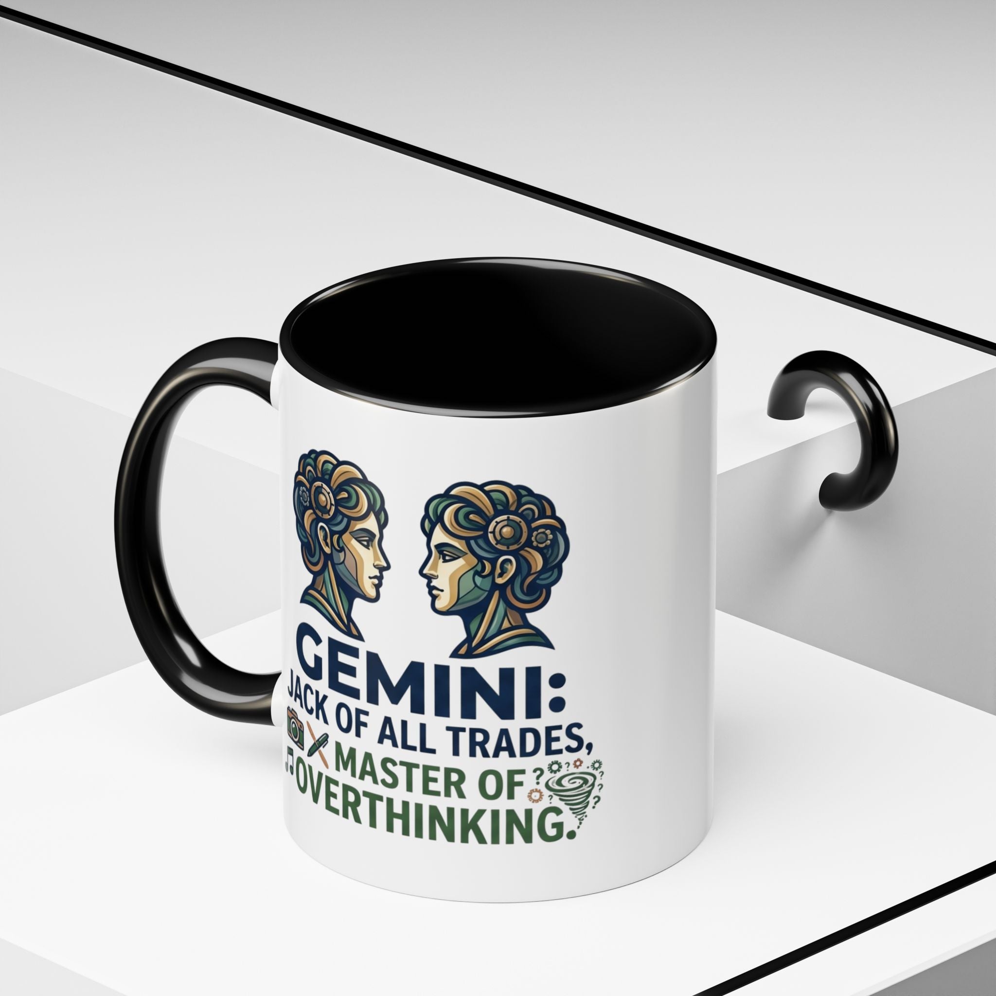 Gemini Coffee Mug – “Jack of All Trades, Master of Overthinking” Zodiac Accent Mug