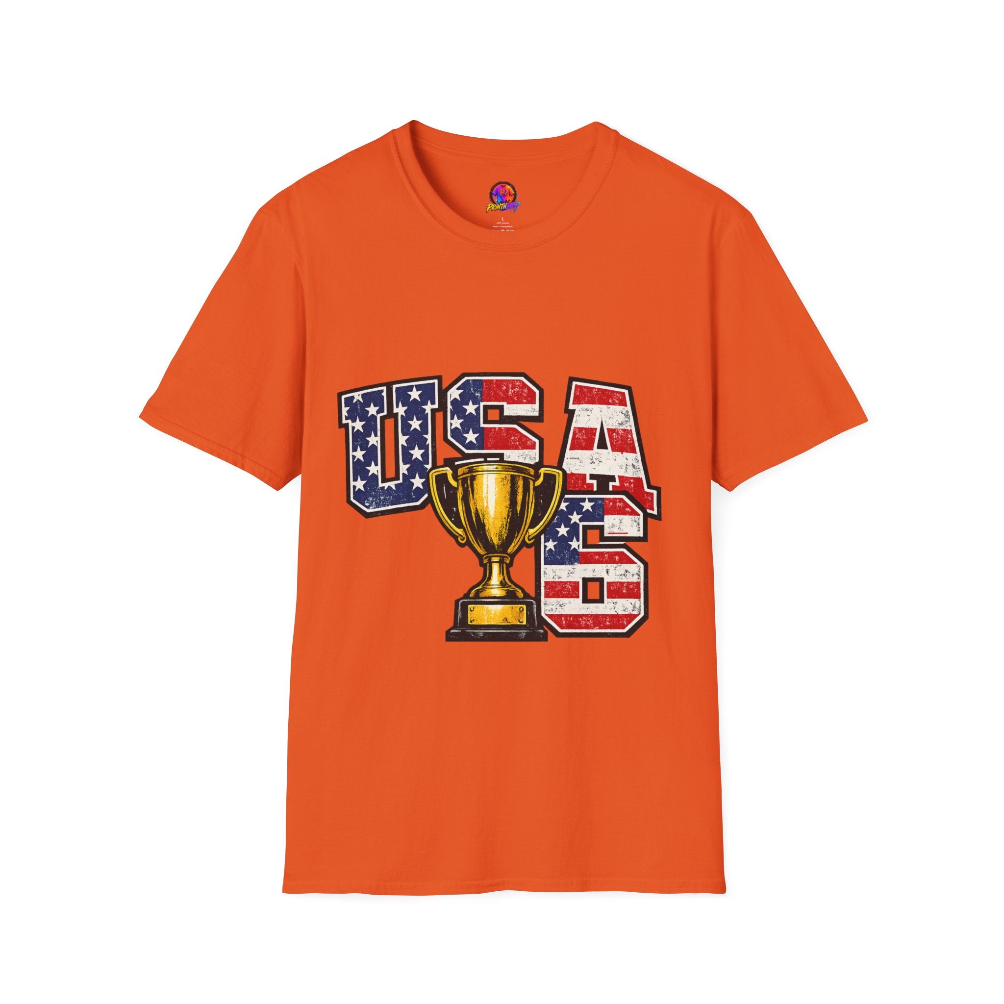 USA Trophy T-Shirt — Patriotic American Flag Graphic Tee