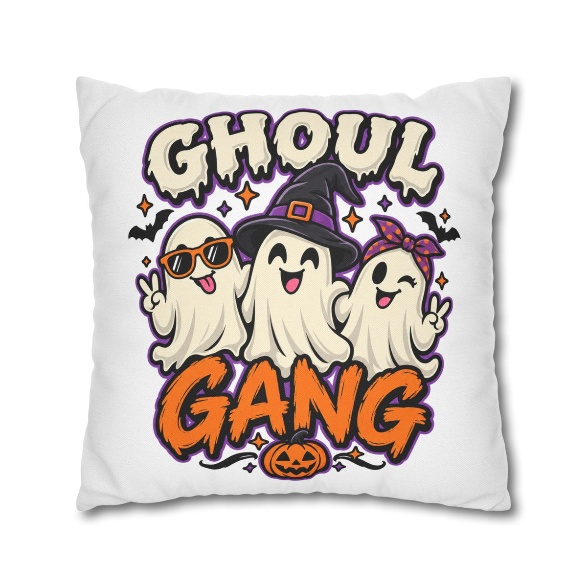Ghoul Gang Halloween Throw Pillowcase — Cute Ghosts Decorative Pillow Cover