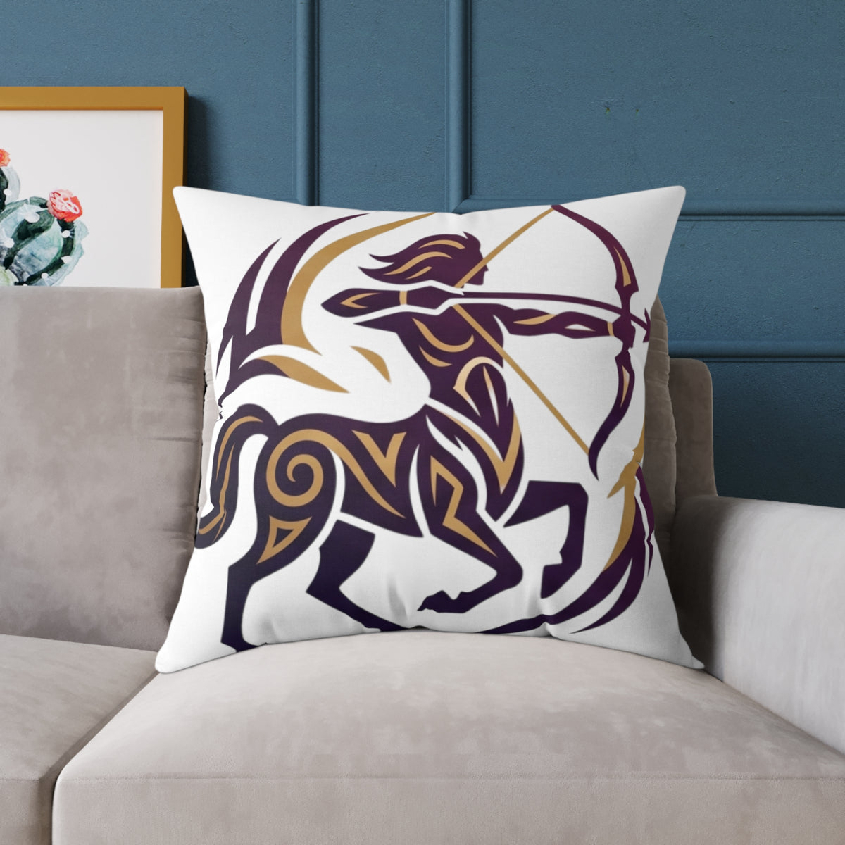 Sagittarius Zodiac Archer Square Poly Canvas Pillow