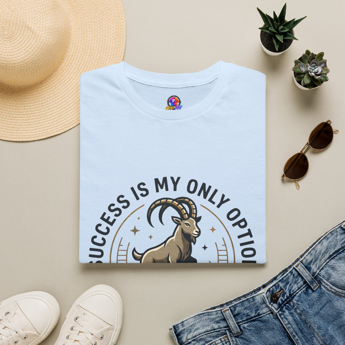 Capricorn Goat T-Shirt — "Success Is My Only Option" Motivational Zodiac Tee