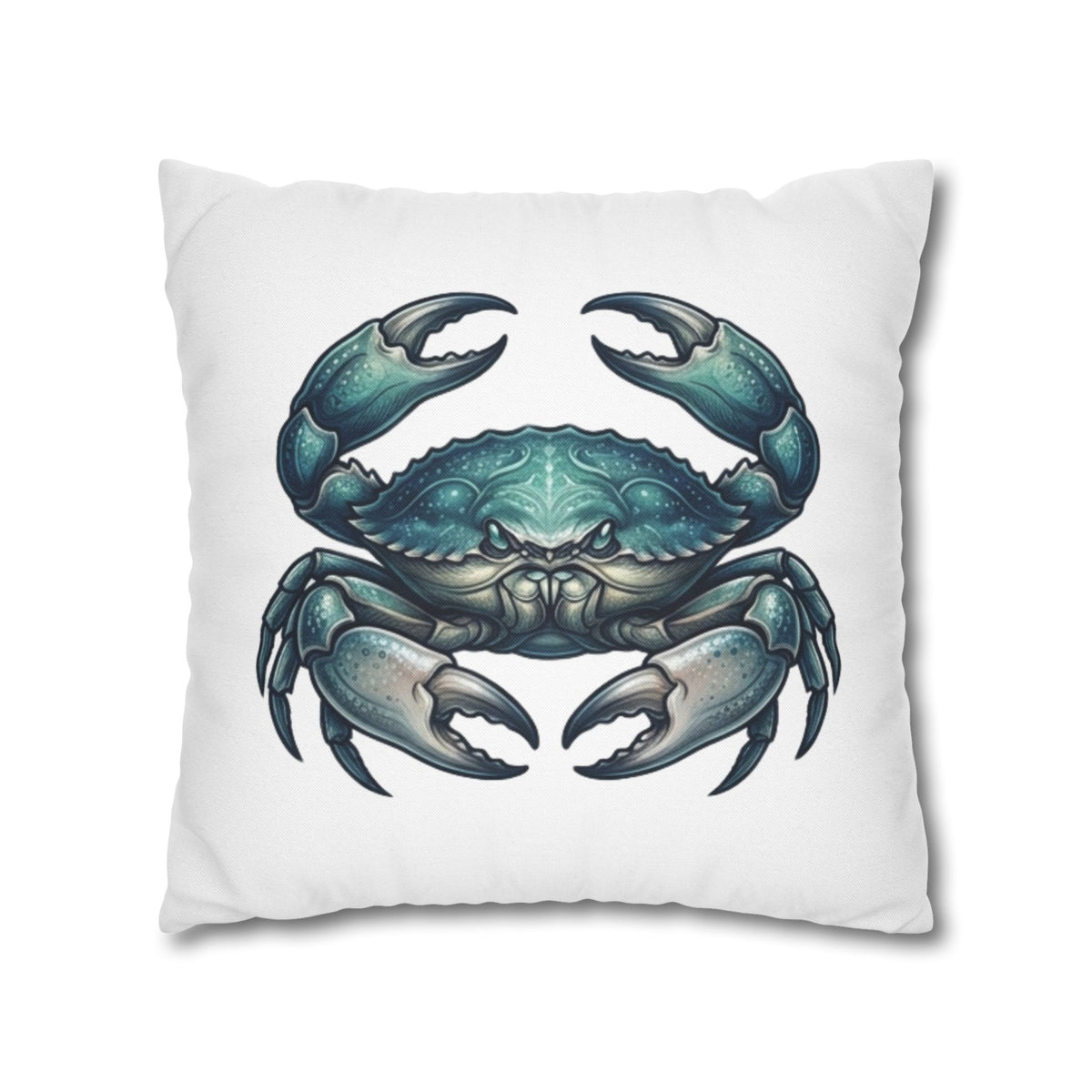 Cancer Zodiac Blue Crab Decorative Pillowcase — Coastal Beach House Accent