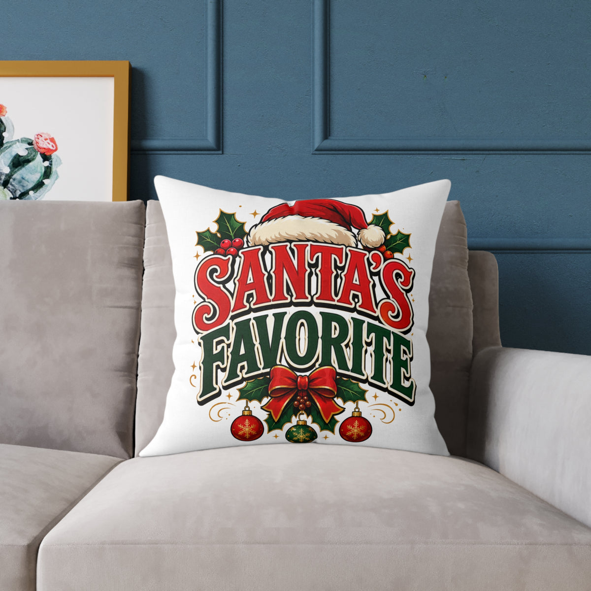 Santa's Favorite Christmas Pillow - Festive Holiday Throw Cushion
