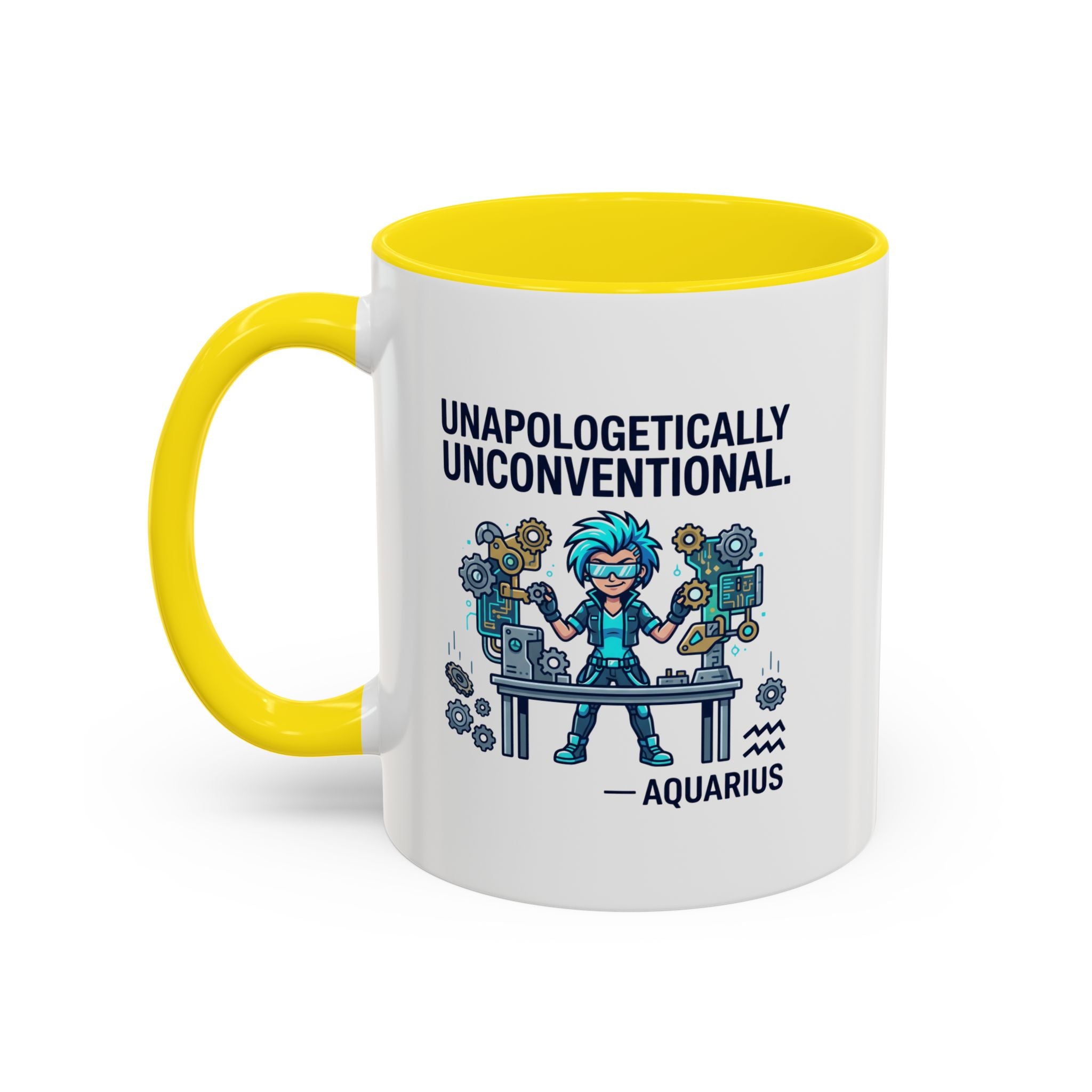 Aquarius Coffee Mug - "Unapologetically Unconventional" Zodiac Accent Mug 11oz