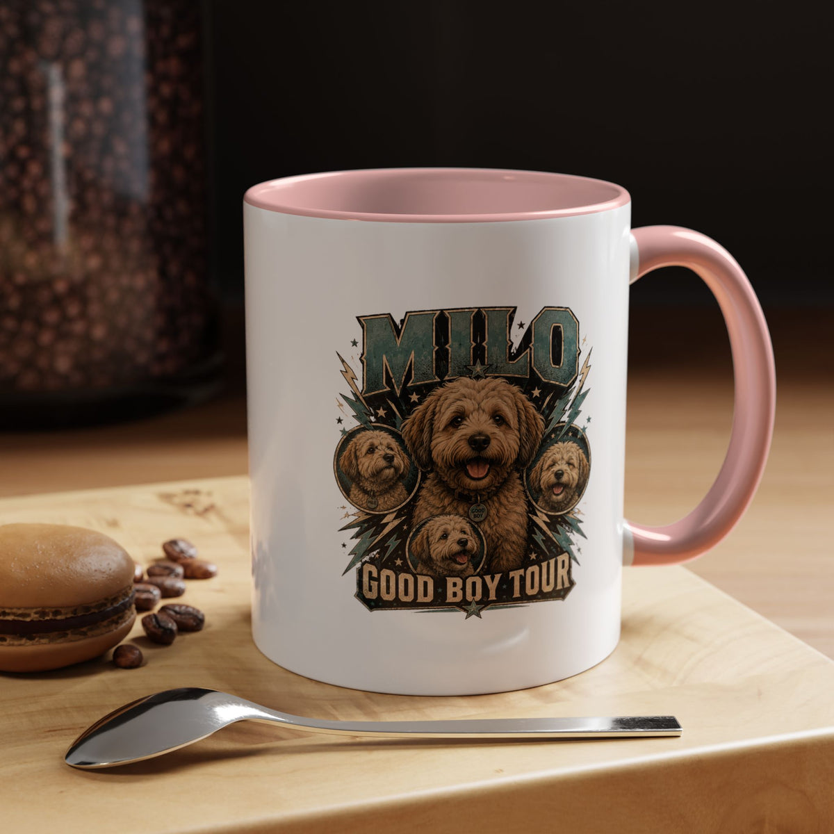 Milo Bailey Dog Dad Mom Milo "Good Boy Tour" Accent Coffee Mug – Personalized Dog Lover Gift