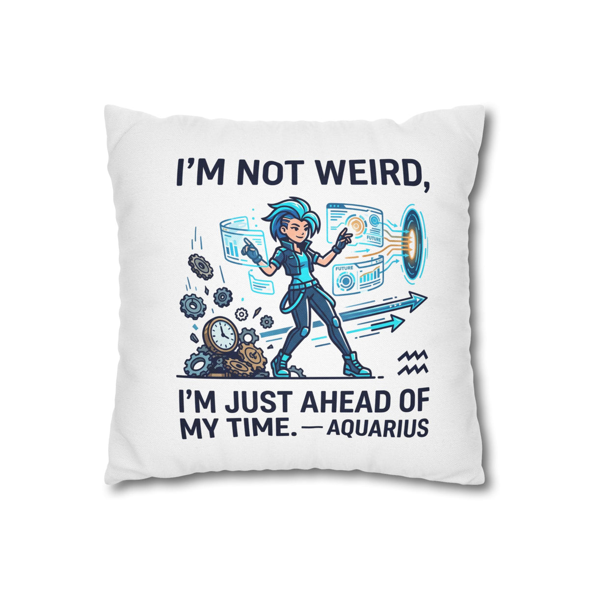 Aquarius Zodiac Spun Polyester Square Pillowcase