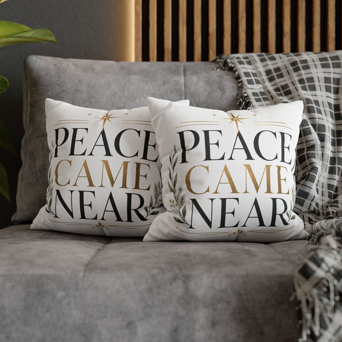 Christmas Peace Came Near Square Pillow — Christmas Holiday Decorative Throw Pillowcase