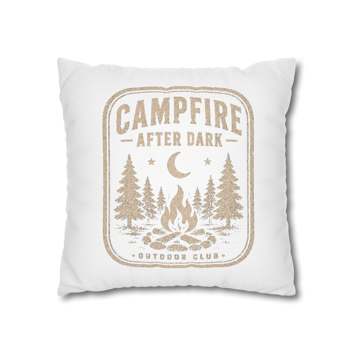 Campfire After Dark Square Pillowcase Milo Bailey Dog Dad Mom– Rustic Outdoor Camping Throw Pillow Cover