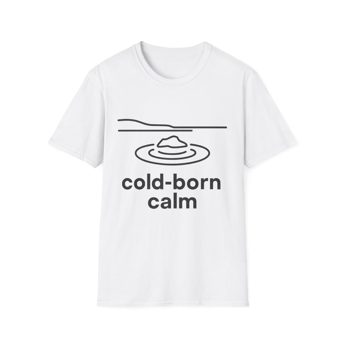 "Cold-Born Calm" Ice Bath Graphic Tee - Minimalist Cold Plunge Wellness White T-Shirt - Trending Now - September 2026