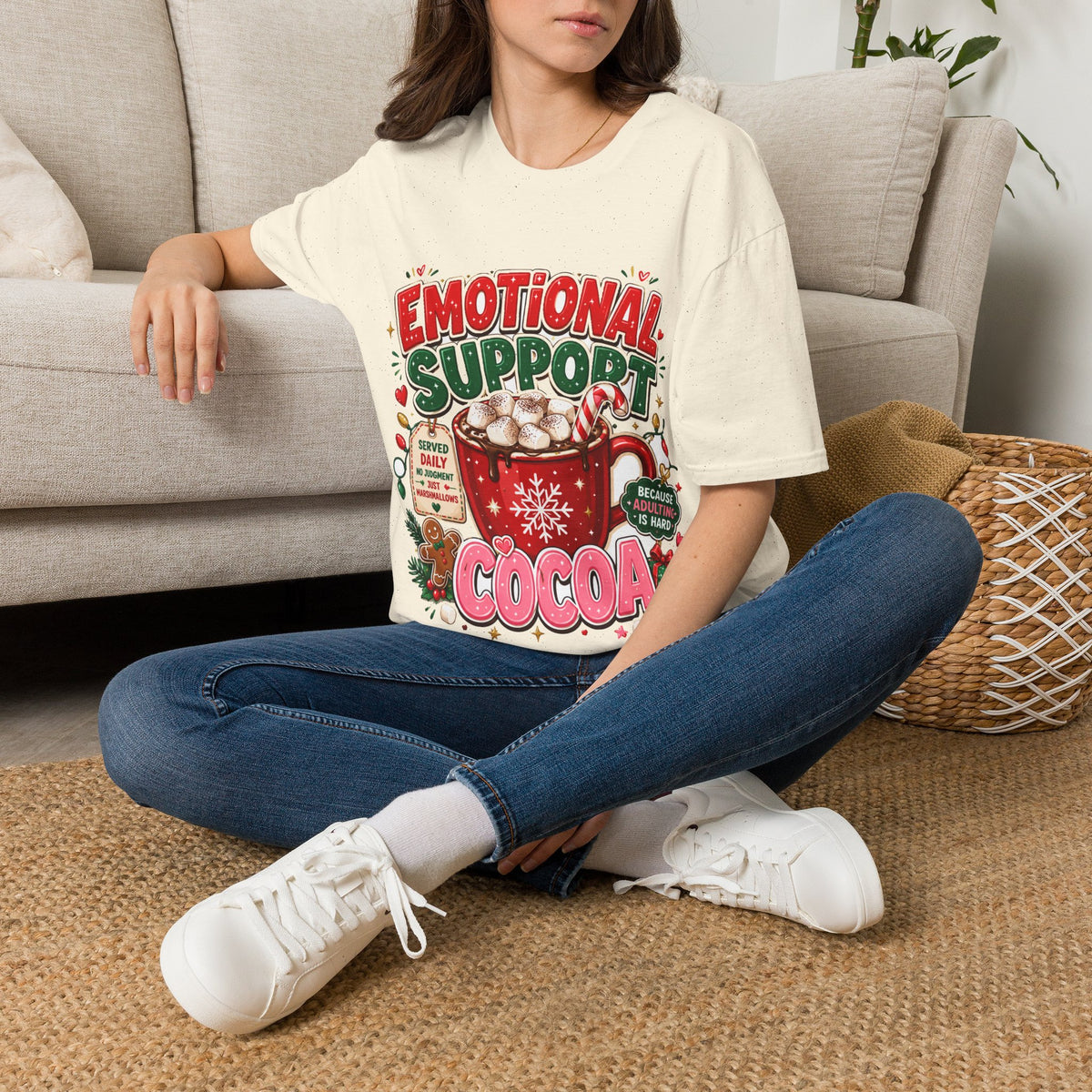 Emotional Support Cocoa T-Shirt — Holiday Hot Chocolate Graphic Tee