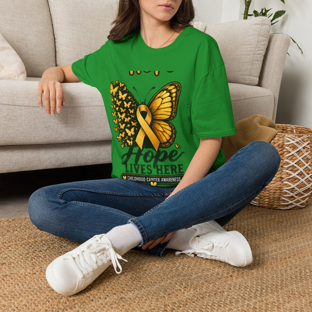 Hope Lives Here Childhood Cancer Awareness T-Shirt