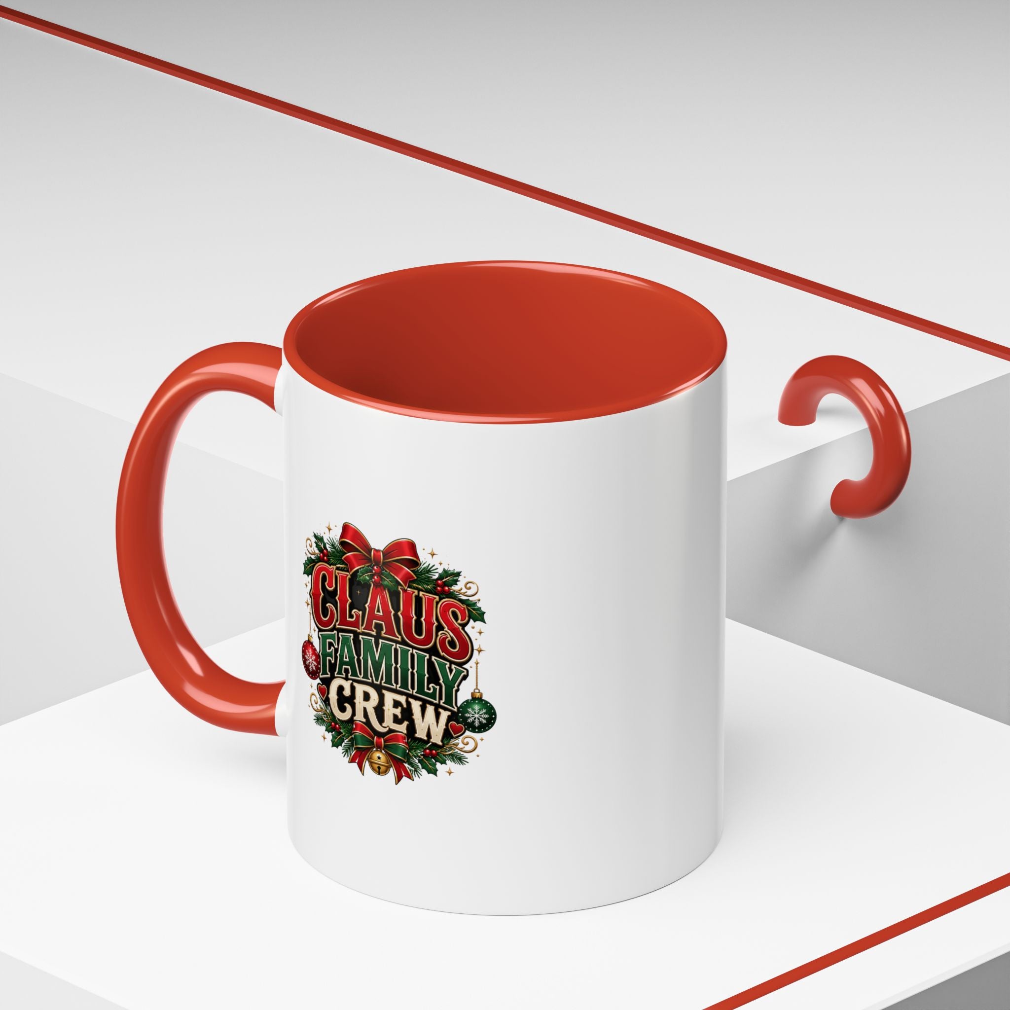 Claus Family Crew Accent Coffee Mug – Holiday Christmas Tea & Coffee Cup