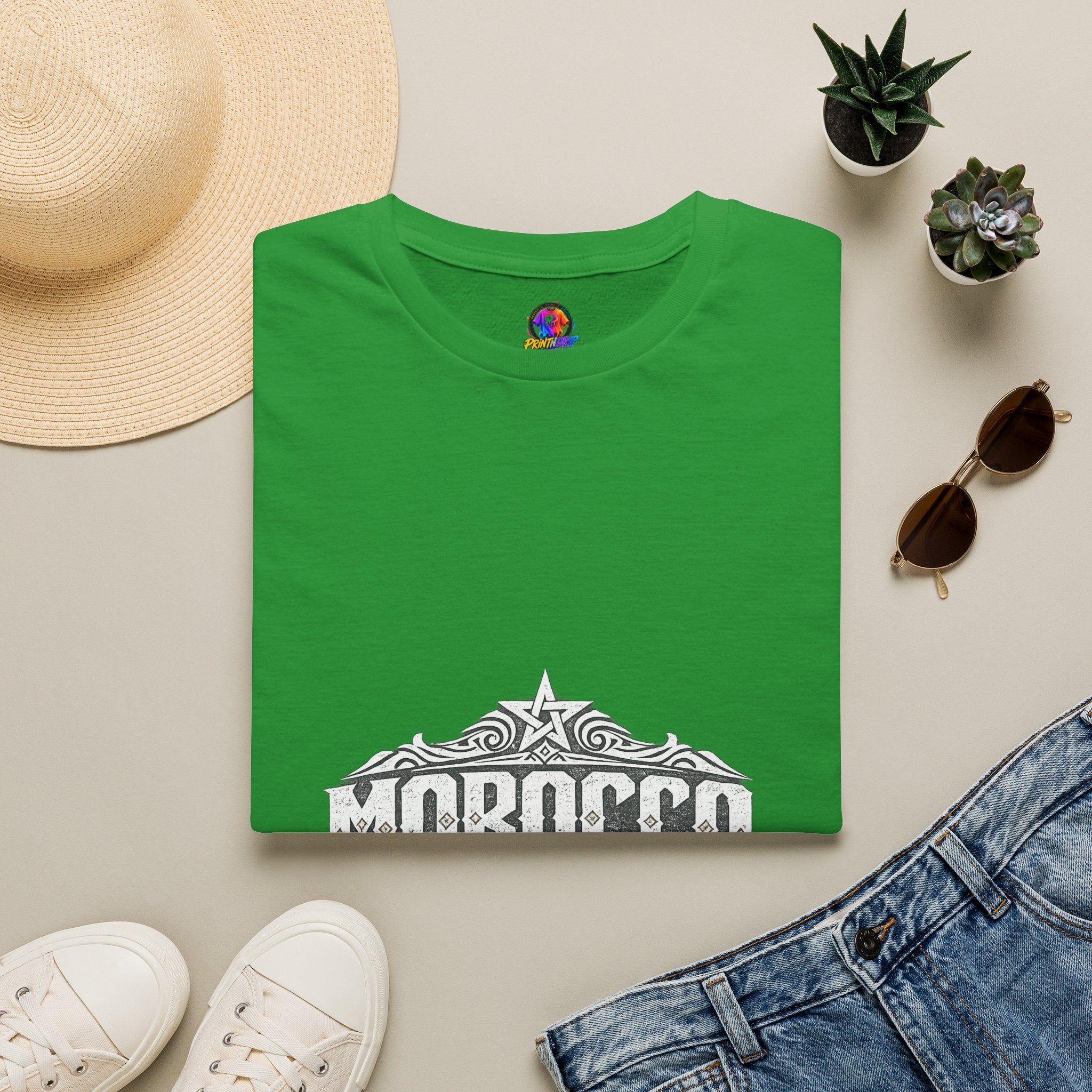 Morocco Vintage Graphic T-Shirt — Travel Tee with Ornamental Crest
