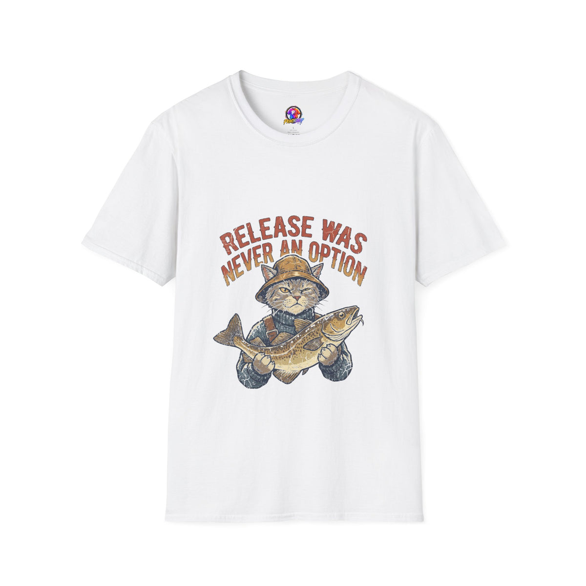 Funny And Witty Fishing Cat T-Shirt – "Release Was Never An Option" Vintage Angler Tee
