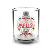 Christmas Glass Mug 10 oz Glass Mug — "Bows Bells Boss" Christmas Glass Coffee Mug | Cute Festive Holiday Gift