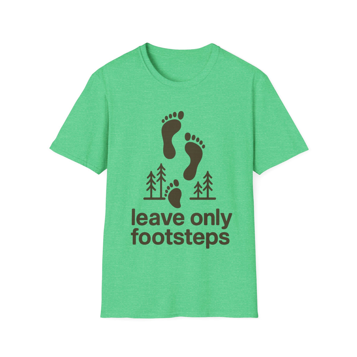 "Leave Only Footsteps" Minimalist Outdoor Graphic Tee - Aesthetic Eco Friendly Nature White T-Shirt - Trending Now - September 2026