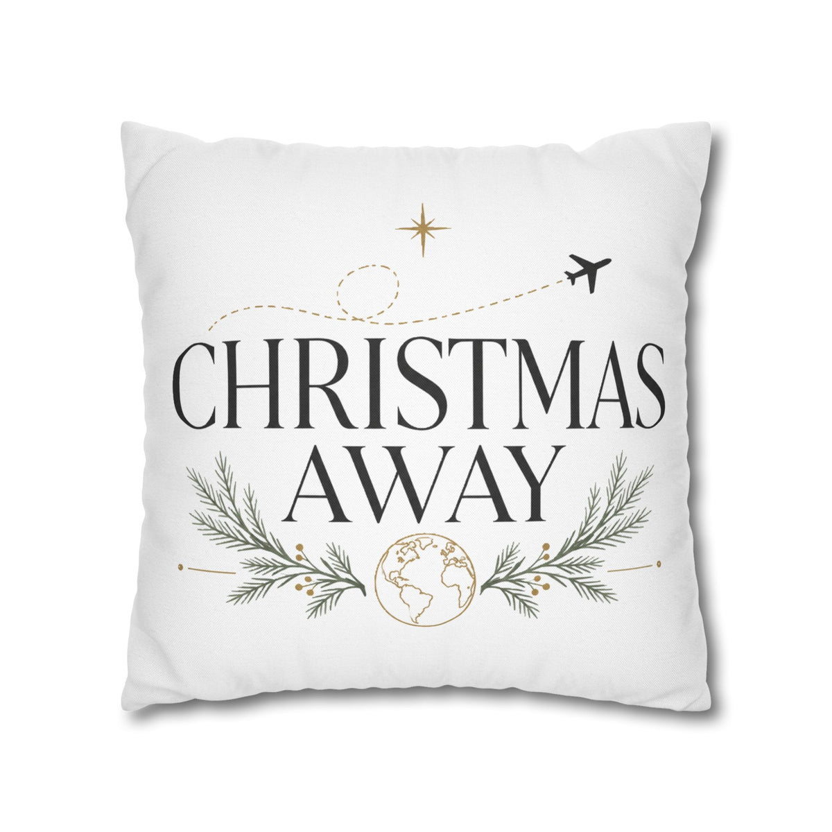Christmas Away Square Pillowcase – Travel-Themed Holiday Decorative Pillow