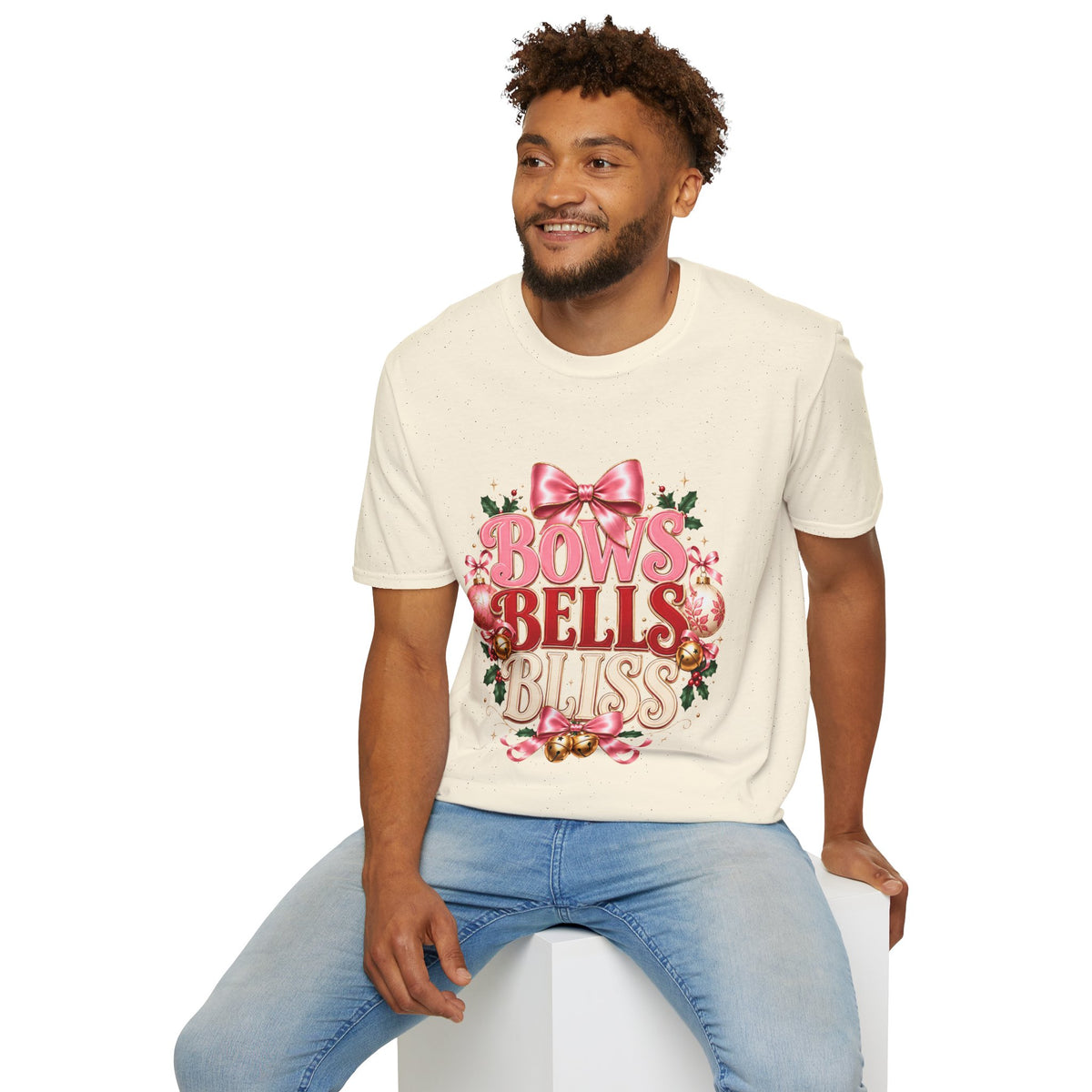 T-Shirt — Bows Bells Bliss Christmas Graphic Tee