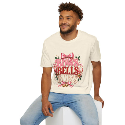 T-Shirt — Bows Bells Bliss Christmas Graphic Tee