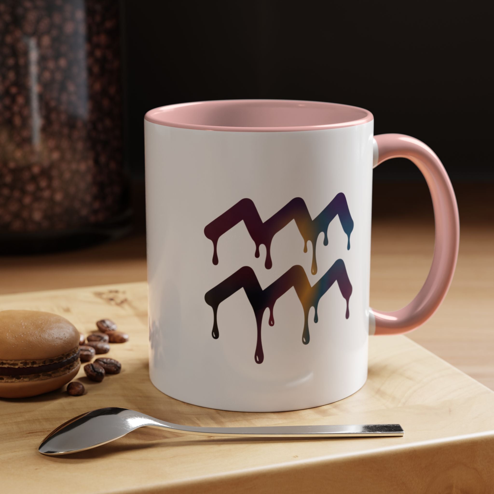 Dripping Rainbow Chevron Accent Coffee Mug — Colorful Gradient Art