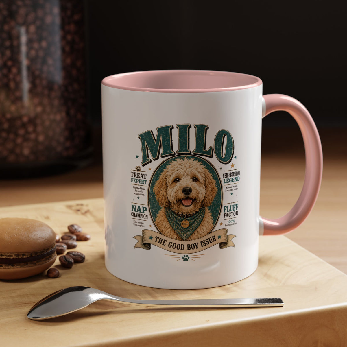 Milo Bailey Dog Dad Mom Milo Personalized Dog Coffee Mug — 'The Good Boy Issue' Accent