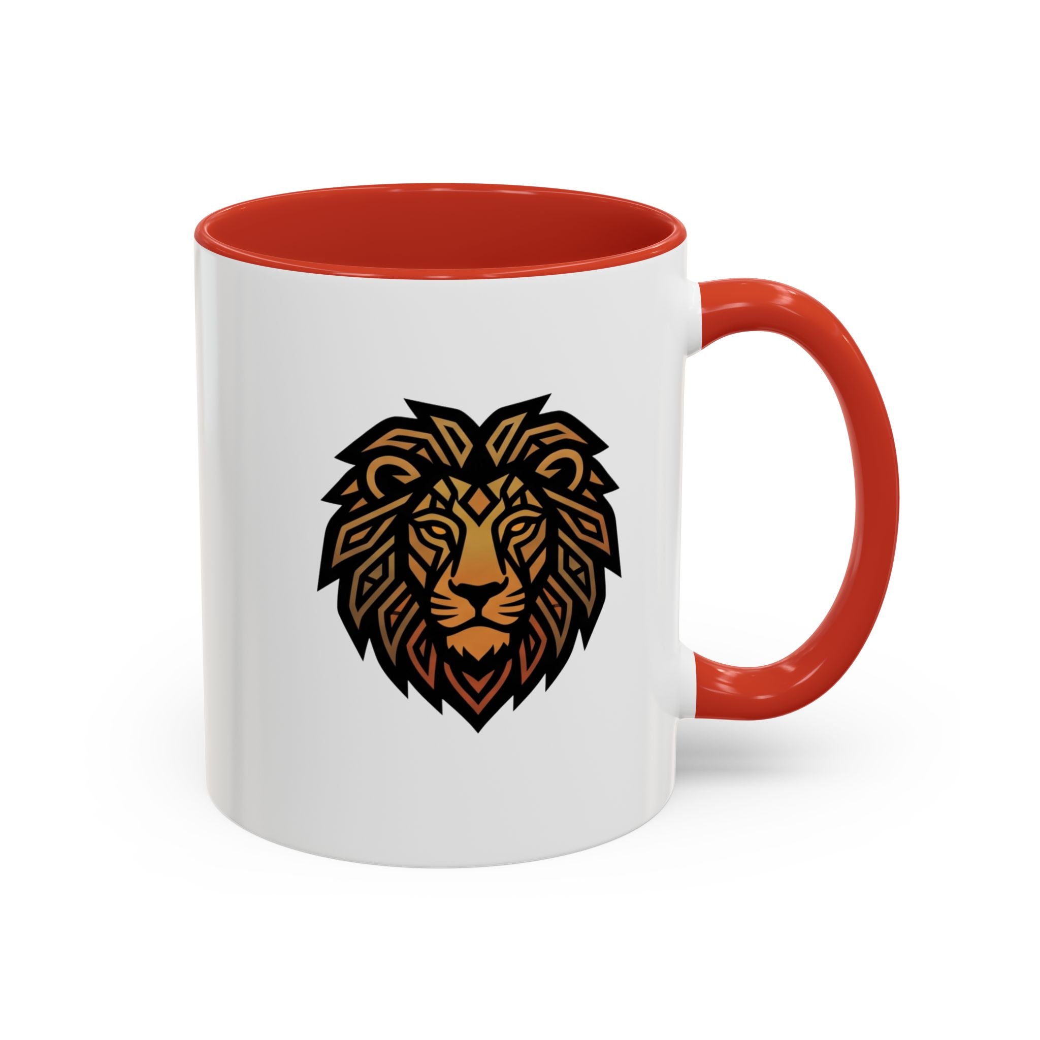 Lion Head Accent Coffee Mug — Bold Geometric Mane Design