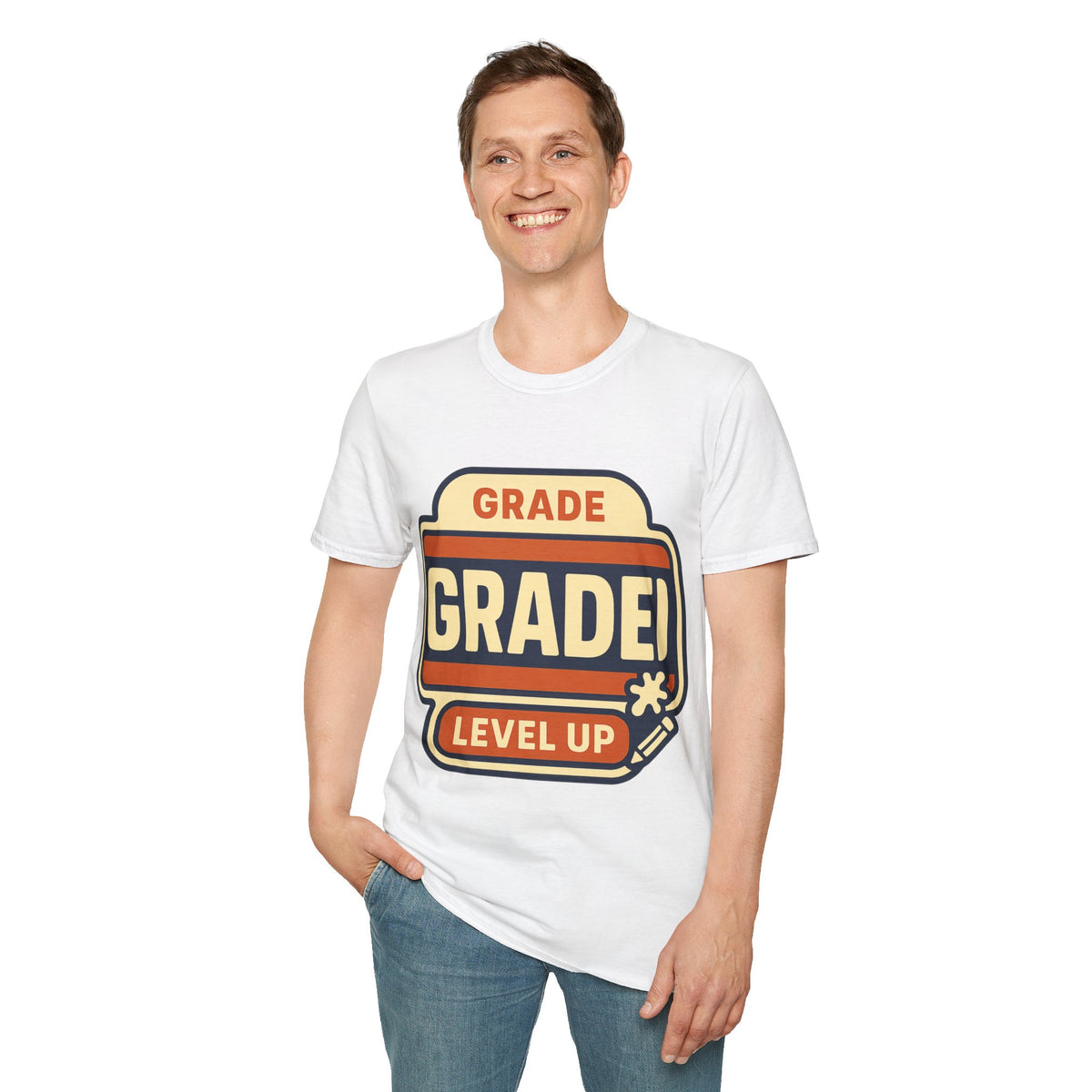 Grade Up Retro Badge T‑Shirt — "GRADE! LEVEL UP" Gamer Teacher Gift - Trending Now - August 2026
